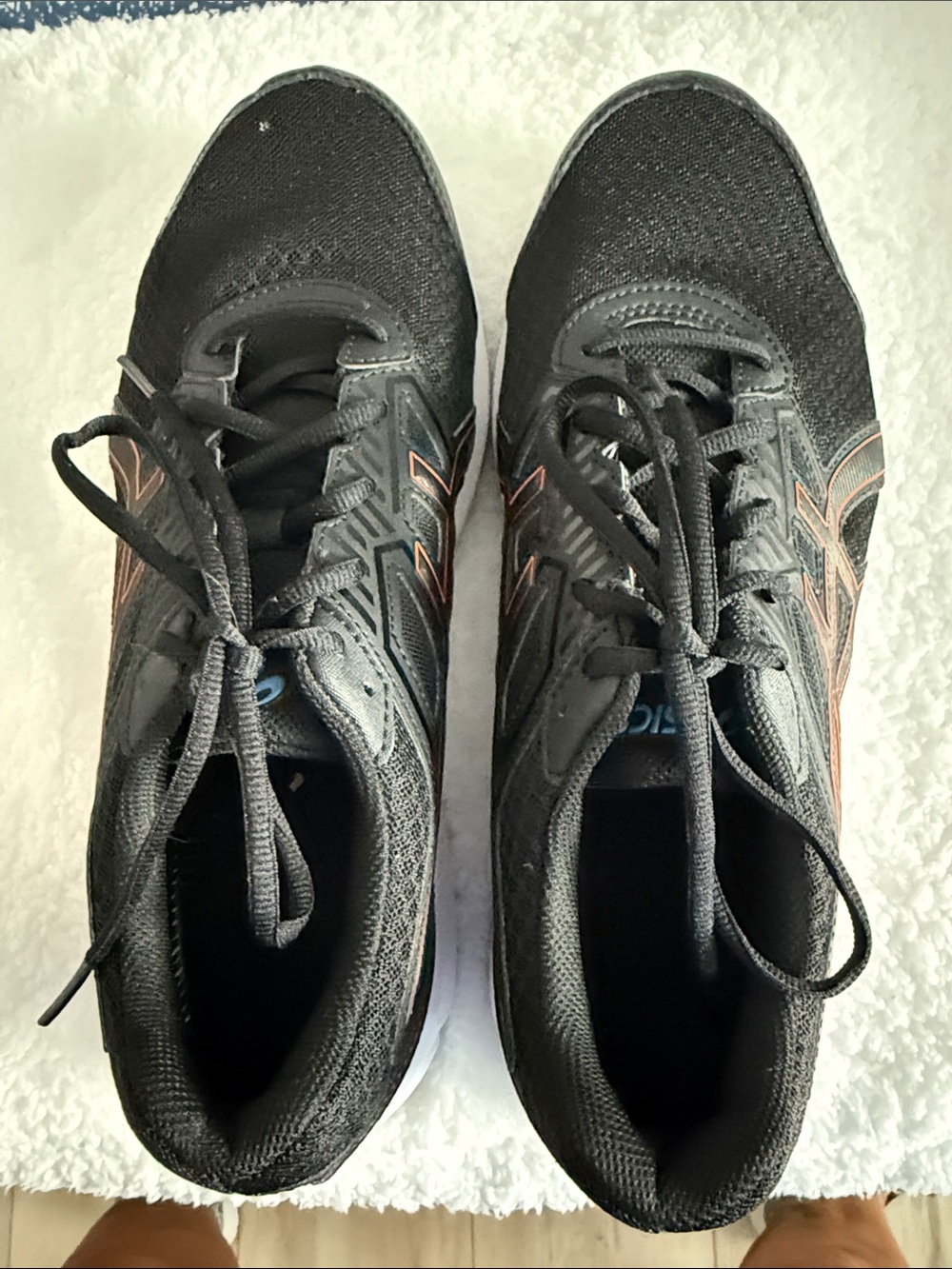 ASICS Men’s Black Athletic Shoes with Orange Accents